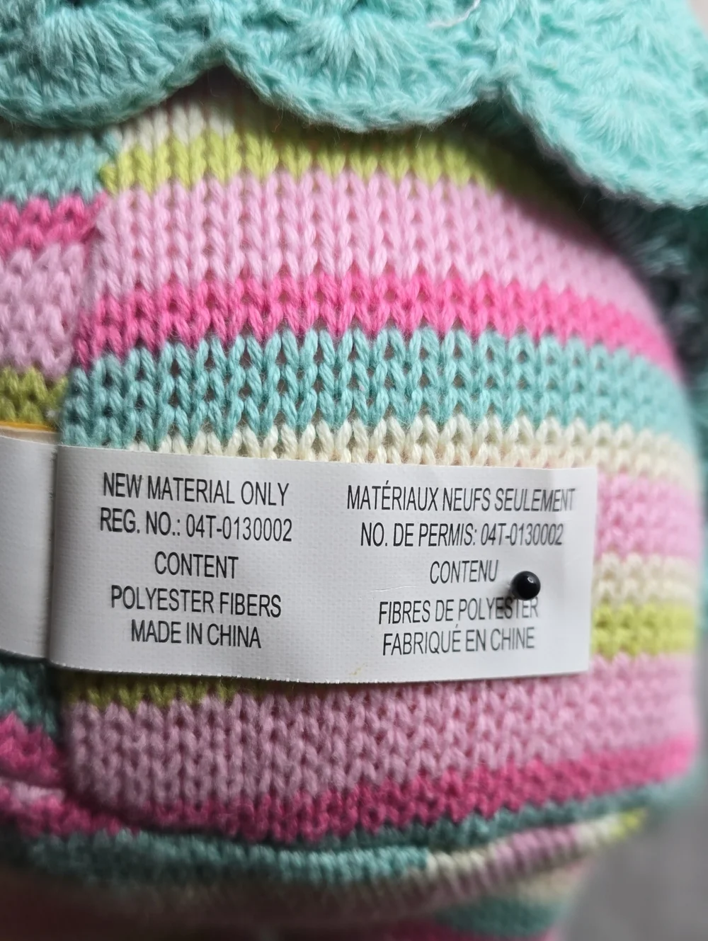Maison Chic Knit Stuffed Doll W/Baby Crochet Sweater Striped Bright Colors 17